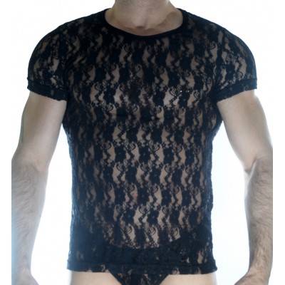 Kurzärmliges Herren-T-Shirt mit Spitze