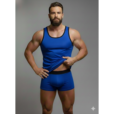 Mavi Boxer ve Tank Top Takım