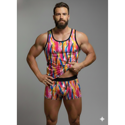 Renkli Boxer ve Tank Top Set