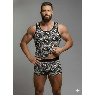 Zebra Desenli Erkek İç Çamaşır Takımı