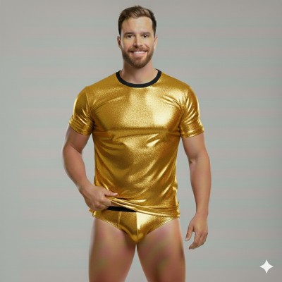 Gold Metalik Tişört ve Külot Takımı