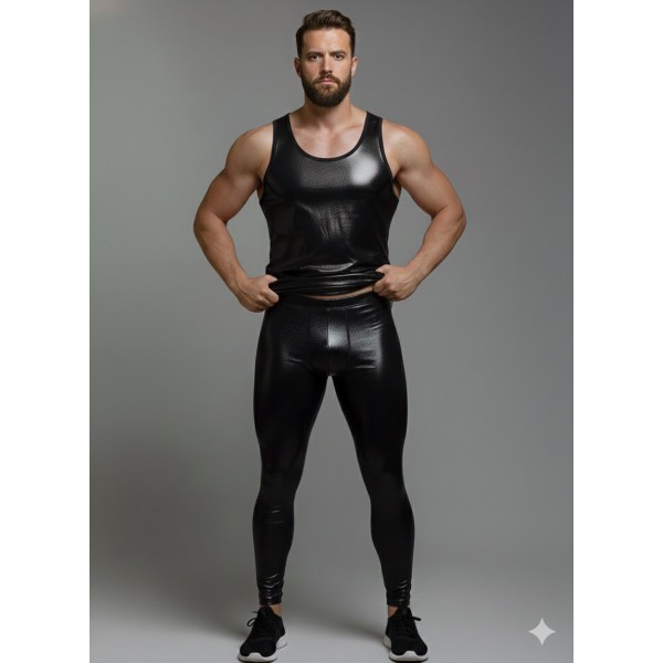 Erkekler İçin Metalik Tayt Takım