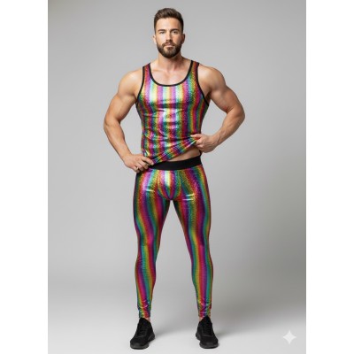 Erkekler İçin Renkli Metalik Tayt